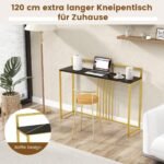 Modernus konsolinis staliukas su marmuro imitacijos stalviršiu (Juoda)