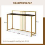 Modernus konsolinis staliukas su marmuro imitacijos stalviršiu (Juoda)