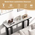 Konsolinis staliukas su marmuro optikos stalviršiu ir metaliniu rėmu (Juoda ir balta)