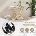 Konsolinis staliukas su dirbtinio marmuro stalviršiu ir auksiniu rėmu (Auksinė)