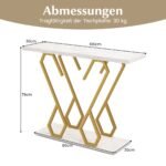 Konsolinis staliukas su dirbtinio marmuro stalviršiu ir auksiniu rėmu (Auksinė)