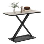 Konsolinis staliukas su dirbtinio marmuro stalviršiu ir metaliniu rėmu (Juoda ir balta)