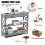 Konsolinis staliukas su stalčiais ir lentynomis (Pilka)