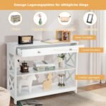 Konsolinis staliukas su vienu stalčiumi ir dviem lentynomis (Balta)