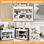 Konsolinis staliukas su vienu stalčiumi ir dviem lentynomis (Balta)