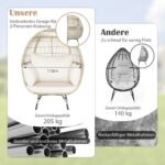 Erdvus kiaušinio formos lauko ir vidaus krėslas (Kreminė balta)