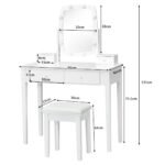 Kompaktiškas kosmetinis staliukas su 360° besisukančiu LED veidrodžiu (Balta)
