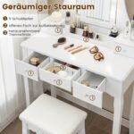 Modernus kosmetinis staliukas su LED apšvietimu ir penkiais stalčiais (Balta)