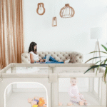 Vaikiškas aptvaras 150 x 190 cm su dvejomis durelėmis (Smėlio)