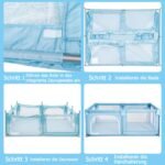 Vaikų žaidimų aptvaras 190 x 150 cm su durimis (Mėlyna)