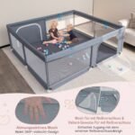 Vaikų žaidimų aptvaras su rankenėlėmis ir kamuoliukais (Pilka)