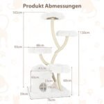 165 cm kačių draskyklė su 4 poilsio zonomis ir nameliu (Balta)