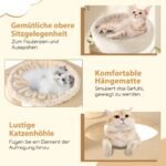 151 cm medinis kačių medis su 2 aukštų nameliu ir hamaku (Natūrali)