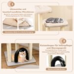 Daugiaaukštė katės draskyklė su guoliu ir lankeliu (Pilka)