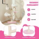 Daugiapakopis katės namelis su poilsio platformomis ir sizaliniais stulpais (Rožinė)