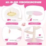 Daugiapakopis katės namelis su poilsio platformomis ir sizaliniais stulpais (Rožinė)