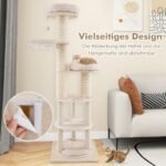 Žaidimų ir poilsio kompleksas katėms su nameliu ir dviem hamakais 187 cm (Natūrali)