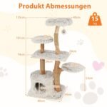 135 cm medinis kačių namelis su pliušine sėdyne (Balta)