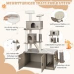 Namelių ir namelių su integruota tualeto spinta kačių draskyklė (Pilka)