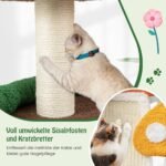 Katės draskyklė su nameliu ir žaisliniu kamuoliuku (Įvairiaspalvė)