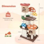 Kačių draskyklė su dviem nameliais platformomis ir draskykle (Spalvota)