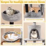 Daugiaaukštė kačių draskyklė su hamaku ir platformomis (Pilka)