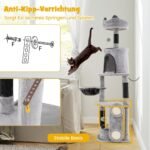 Daugiaaukštė kačių draskyklė su hamaku ir platformomis (Pilka)