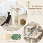Daugiapakopė kačių draskyklė su nameliu ir minkšta sėdimąja vieta (Smėlio)