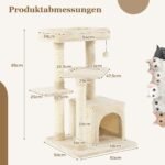 Daugiapakopė kačių draskyklė su nameliu ir minkšta sėdimąja vieta (Smėlio)
