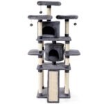 Daugiapakopė katės draskyklė su nameliais ir stebėjimo platformomis 170 cm (Pilka)