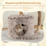 Daugiaaukštis kačių namelis su guoliu ir platformomis (Natūrali mediena)