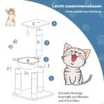 Daugiapakopis kačių namelis su guoliu ir pliušiniu kamuoliuku (Mėlyna)