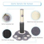 Sizalinis draskomas stulpas katėms su savaiminio priežiūros šepečiu ir platforma (Pilka)