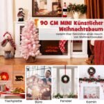 Mini dirbtinė eglutė su sniegu ir cemento pagrindu 90 cm (Rožinė)