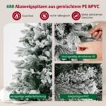 Kalėdinė eglutė su sniego efektu ir LED apšvietimu 135 cm (Žalia ir balta)
