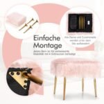 Šukuosenų kėdutė su auksinėmis kojomis ir dirbtiniu kailiu (Rožinė)