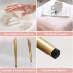 Šukuosenų kėdutė su auksinėmis kojomis ir dirbtiniu kailiu (Rožinė)