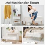 Pūstas pufas su auksinėmis kojelėmis (Balta)