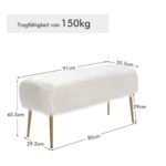 Pūstas pufas su auksinėmis kojelėmis (Balta)