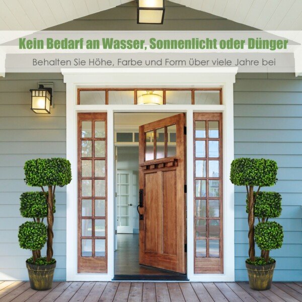 Dirbtinis kvadratinis medelis 88 cm su trimis kamienais (Žalia)