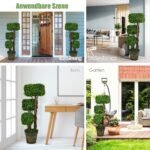 Dirbtinis kvadratinis medelis 88 cm su trimis kamienais (Žalia)