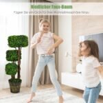 Dirbtinis kvadratinis medelis 88 cm su trimis kamienais (Žalia)