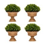 Dirbtinės mini pušaitės su puodeliais (4 vnt) (Žalia)