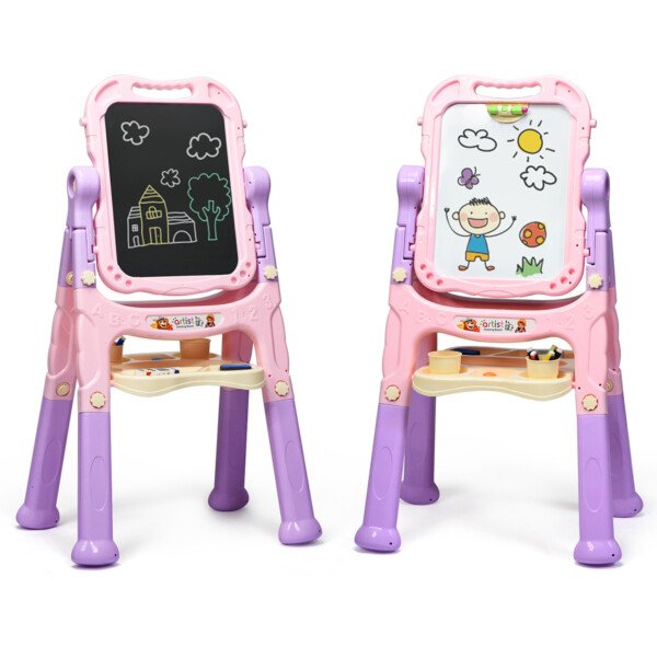 Vaikiška dailės lenta su rašymo lentomis (Rožinė)