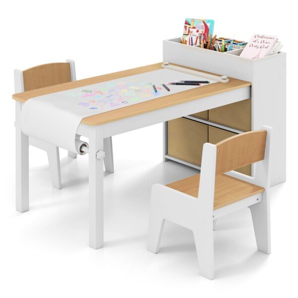 Dailės stalas ir kėdės vaikams natūralios spalvos (Natūrali)