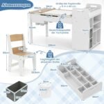 Vaikiškas medinis stalas su 3 funkcijų kėdėmis (Natūrali)