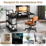 L formos kampinis rašomasis stalas su lentynomis (Juoda)