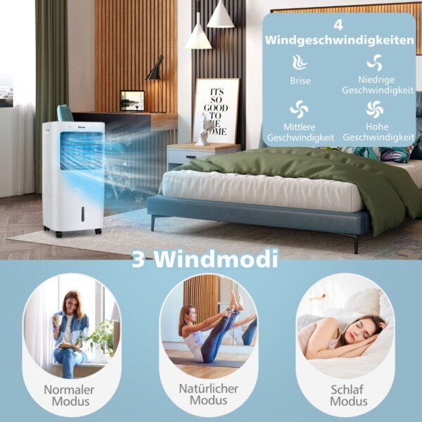 Nešiojamas oro aušintuvas 3-in-1: aušintuvas drėkintuvas valytuvas (Balta)