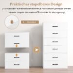 Stalčių komoda su tvirta konstrukcija (Balta)