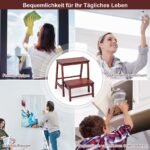 Dvipakopės sulankstomos bambukinės kopėtėlės-taburetė (Raudona)